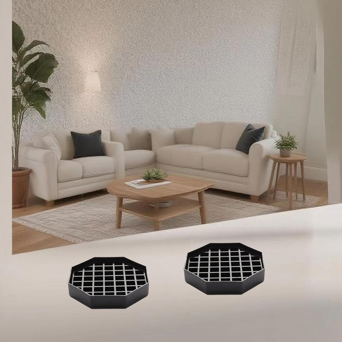 4.1" Octagonal Coffee Drip Tray | Black Plastic Honeycomb Grid Countertop Tray for Coffee, Tea, Wine & Beverage Dispensers,Pack of 2(2, 4.1in)