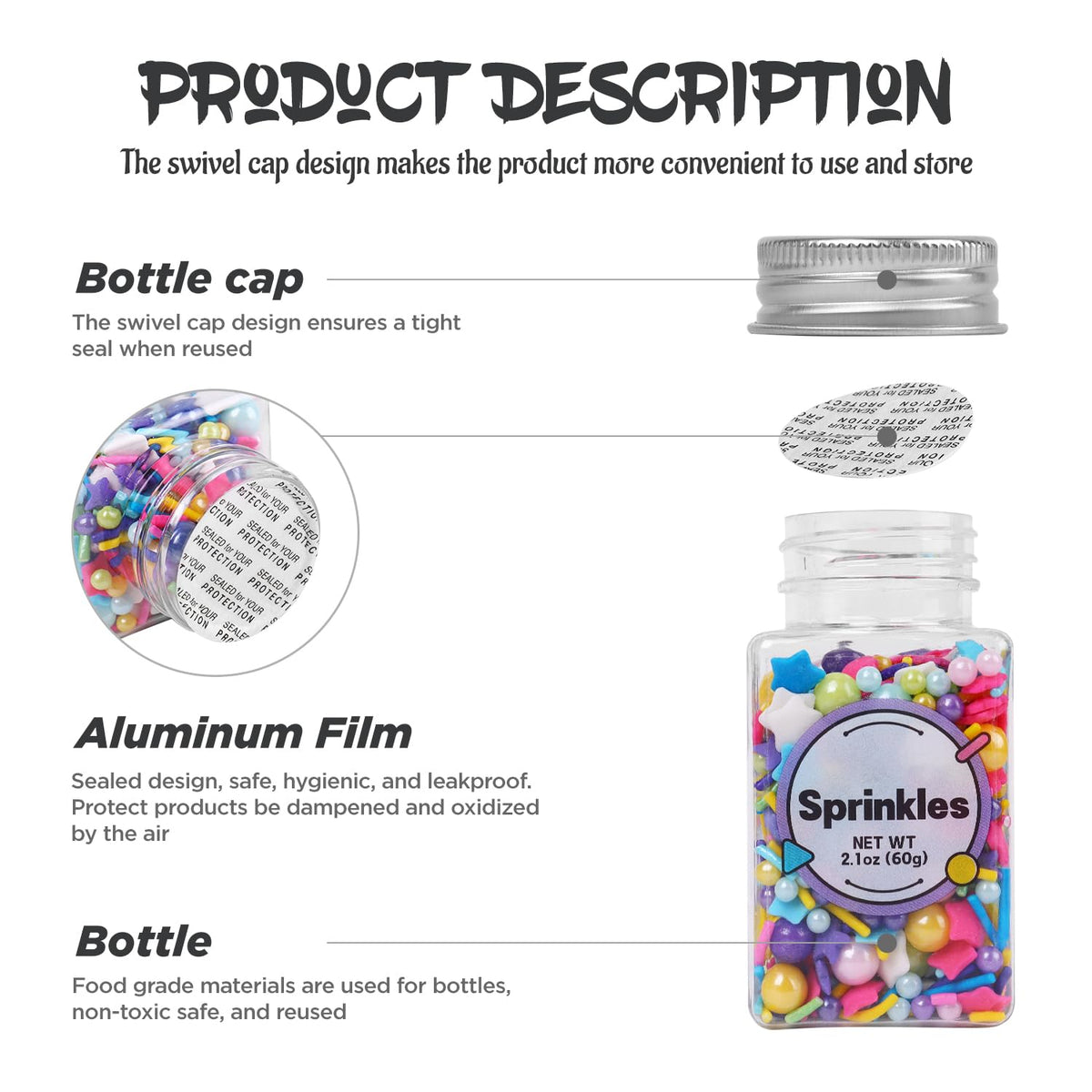 Edible Blue Sprinkles Mix, Blue Confetti Jimmy Sprinkles, Gold Sanding Sugar, Pearl Sprinkles, Gold Crown Sprinkles for Cake Decorating, Cupcakes, Cookies, and Ice Cream Toppings. (120g/4.2oz)