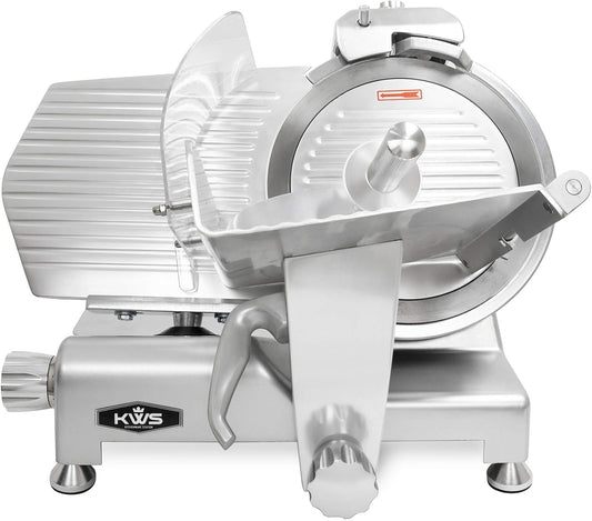 KWS MS-12ES Metal Collection Commercial 420W Electric Meat Slicer 12-Inch with 304 Stainless Steel Blade & Extended Back Space, Frozen Meat/Cheese/Food Slicer Low Noises [ ETL, NSF Certified ]