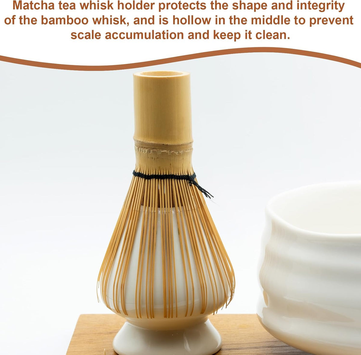 HARFINGTON Ceramic Chasen Stand 66mm Matcha Whisk Holder, Traditional Matcha Tea Chasen Holder, Dark Green