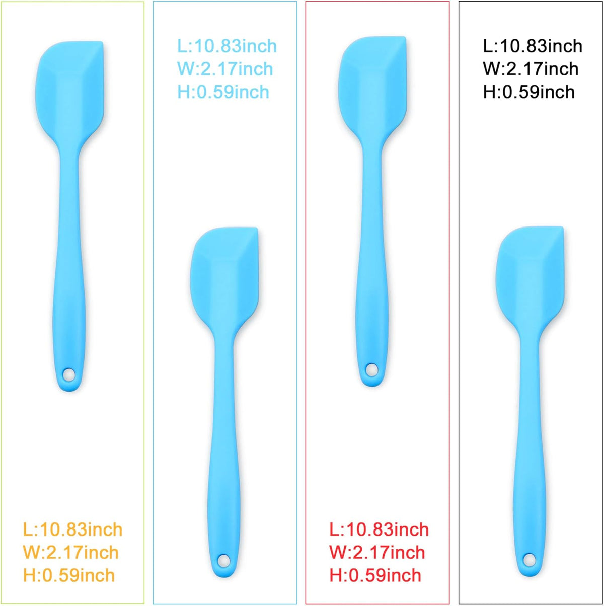 Silicone Spatula 4-piece Set, Heat-Resistant Non-stick Rubber Spatulas with Stainless Steel Core, Blue