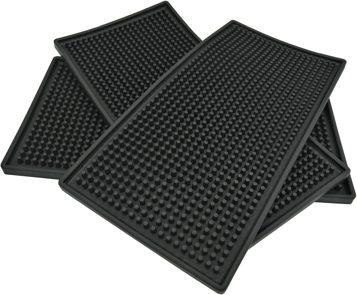 Reusable Bar Mat for Coffee Maker Mats, Countertop Spill Mats, 6" x 12" Black Dish Drying Mat