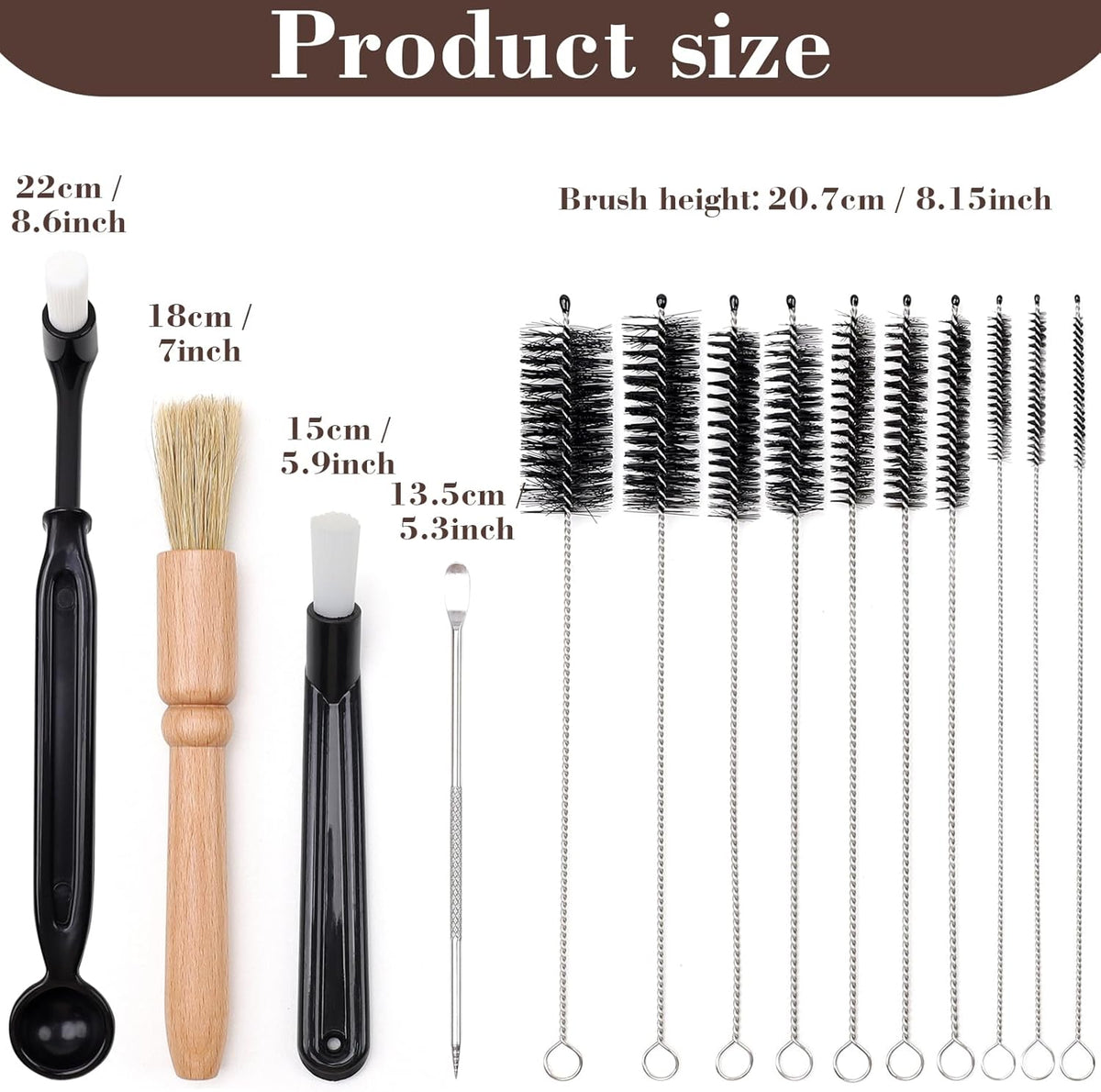 14 PCS Coffee Grinder Cleaning Brush Set Espresso Machine Cleaning Brush Kit, Multifunctional Burr Cleaner Brushes Bristle Tools for Barista Home Kitchen Commercial Use