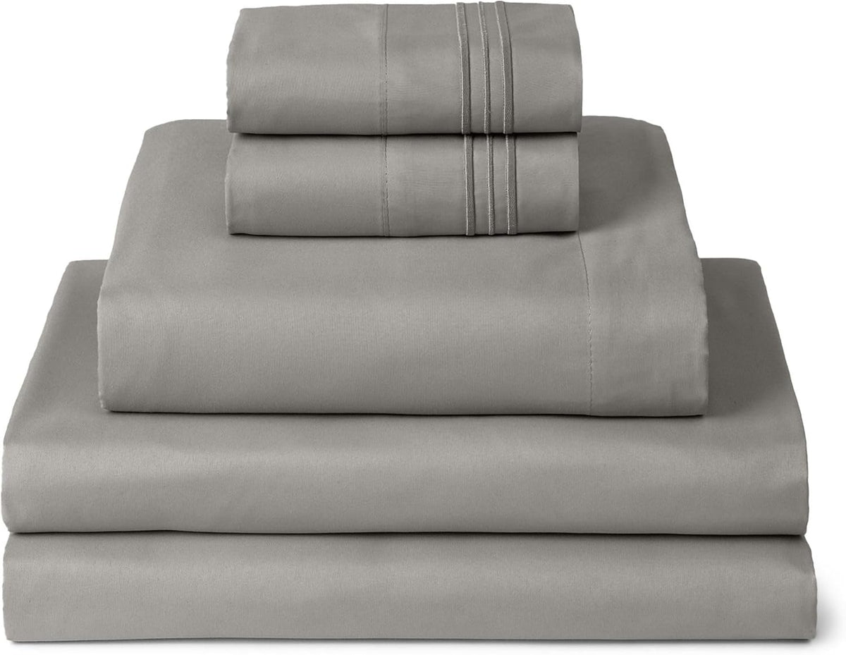 Mellanni Split King Sheets Set - 5 PC Iconic Collection Bedding - Hotel Luxury, Extra Soft, Cooling Bed Sheets - Wrinkle, Fade, Stain Resistant (Split King, Taupe)