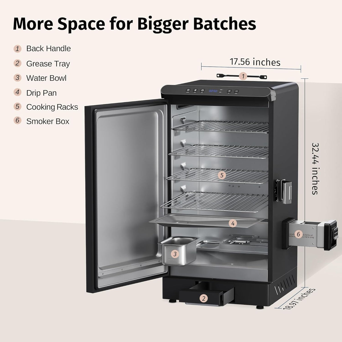 EAST OAK Ridgewood 30" Electric Smoker, Smoker with Side Wood Chip Loader, 725 Sq Inches of Cooking, Digital Control, 4 Removable Racks, Outdoor Kitchen, Night Blue