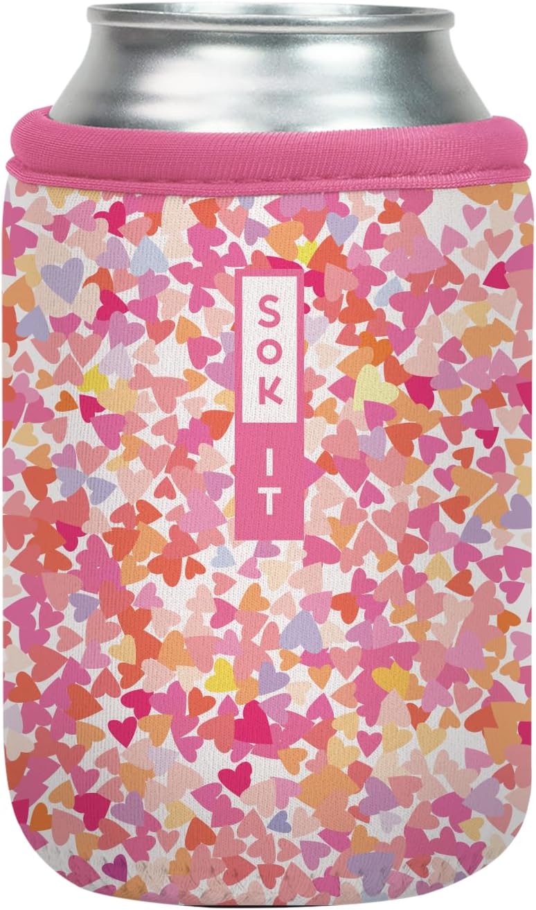 Sok It CanSok Sleeve for Beer & Soda Insulated Neoprene Cover (Floral Hearts, 12oz Can Sleeve)