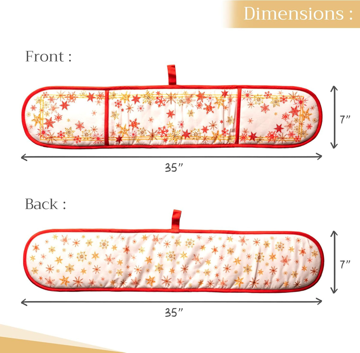 Maison d' Hermine Double Oven Mitts 100% Cotton 7"x35" Double Oven Mitt Heat Resistant BBQ Cooking Gloves with Loop, Baking, Grilling, Home, Kitchen, Handling Hot Pans (Crystal Star)