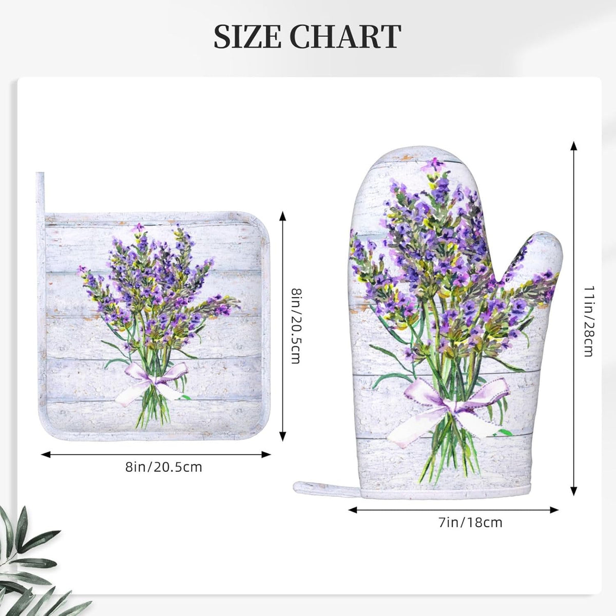 Wood Spring Lavender Oven Mitts Pot Holders Set Silicone Lavenders Kitchen Oven Mitts Heat Resistant Potholders Non-Slip 4pcs Hot Pads and Lilac Flower Oven Gloves Sets for Baking