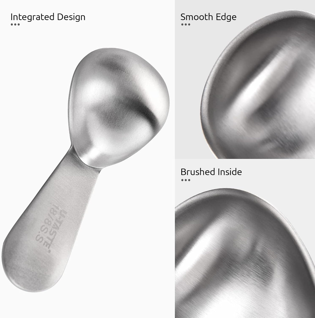 Coffee Scoop: U-Taste 18/8 Stainless Steel Measuring Coffee Scoop 1 tablespoon & 2 tablespoon, Short Handled Measure Scooper for Ground Coffee, Bean in Canister (Silver, 1Tbsp&2Tbsp / 15ml&30ml)