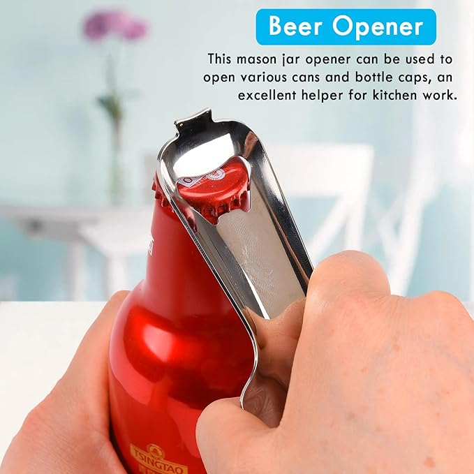 Mason Jar Opener for Canning Lids No Lid Dents or Damage,Multi-Purpose for Bottle Opener and Various Lids Canning Jar Opener,Easy Twist Manual Handheld Top Remover(2 Pack)