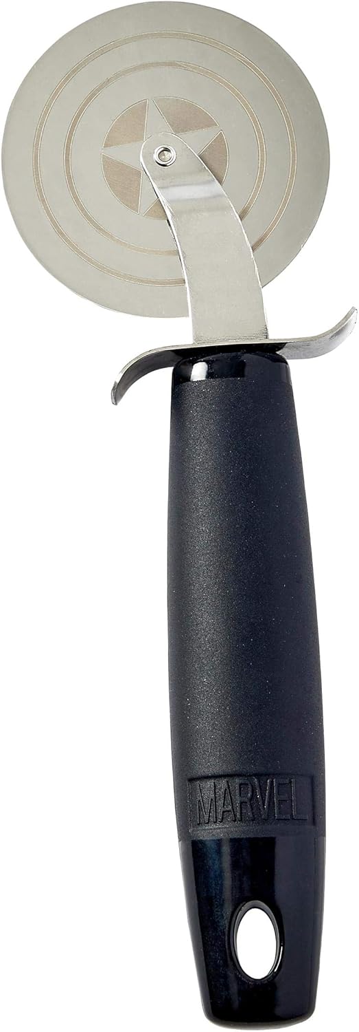 Marvel's Captain America Shield Pizza Cutter - Features Super Sharp Steel Wheel Blade & Strong Comfortable Plastic Handle - Fun Kitchen Accessory - Marvelous Gift For A Chef & Avengers Fan