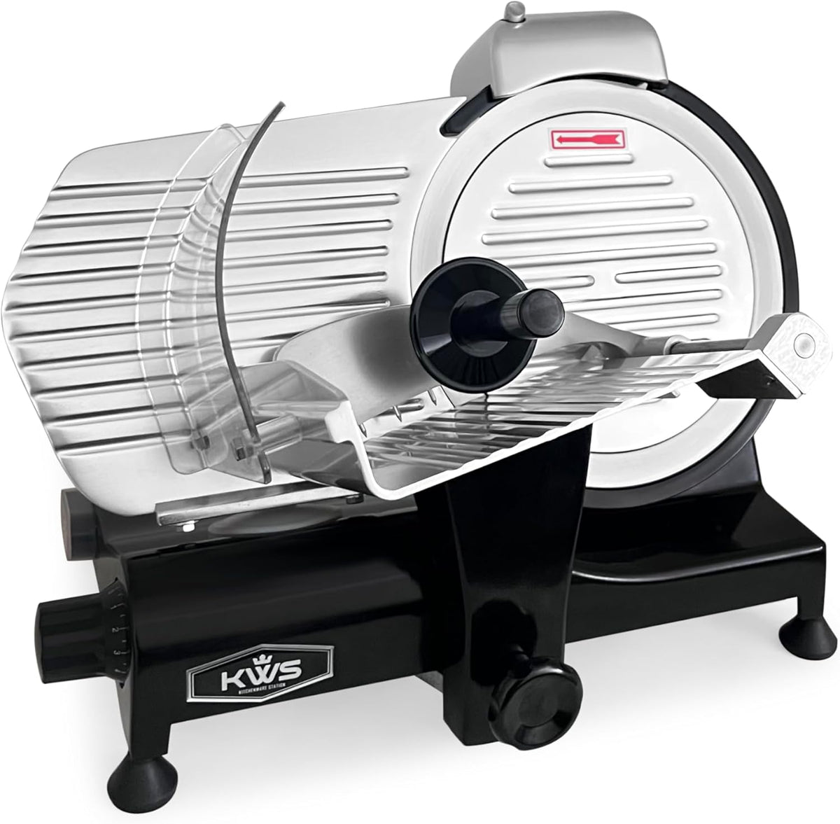 KWS MS-10XS Premium 320W Electric Meat Slicer 10-Inch in Black with 304 Stainless Steel Blade, Frozen Meat/Deli/Cheese/Food Slicer Low Noises Commercial and Home Use [ ETL, NSF Certified ]