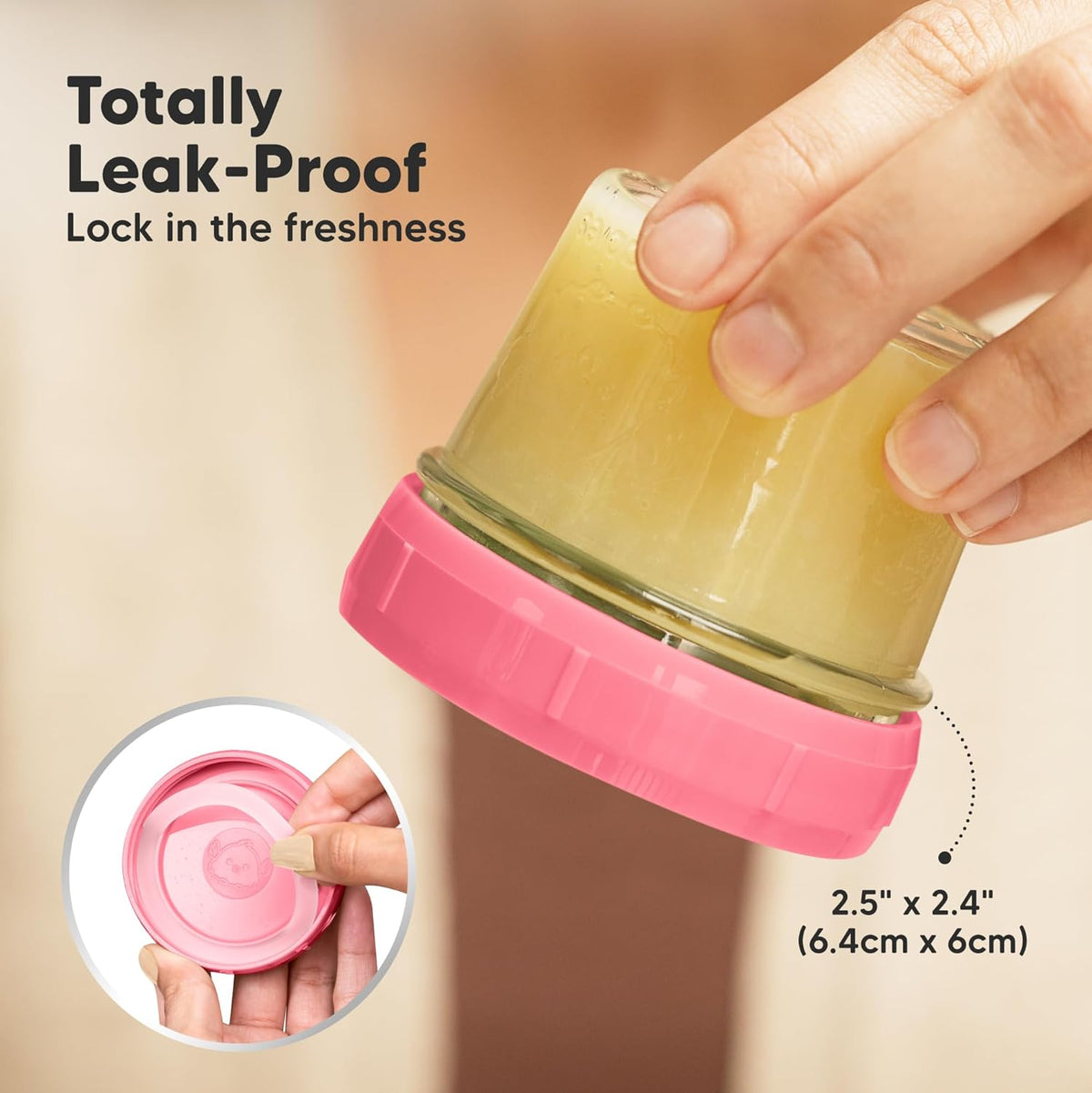 KeaBabies 6pk 4oz Glass Baby Food Containers with Lids - Leak-Proof, Microwavable Small Glass Jars, Baby Purees & Toddler Snack Storage Containers, BPA-Free, Dishwasher & Freezer Safe (Sunset)