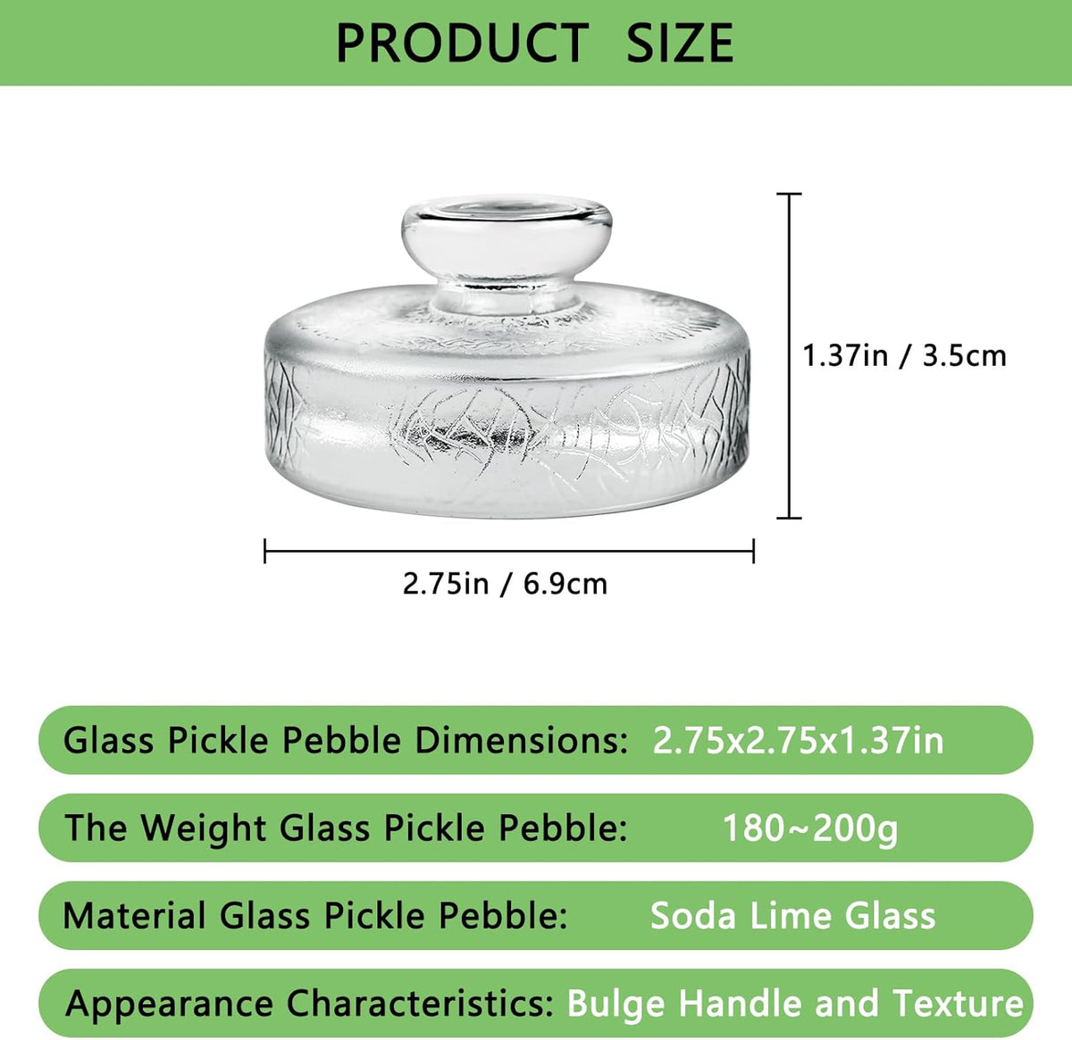 Artcome 5-Pack Glass Fermentation Weights with Easy Grip Handle and Unique Texture Design for Large Wide Mouth Mason Jars