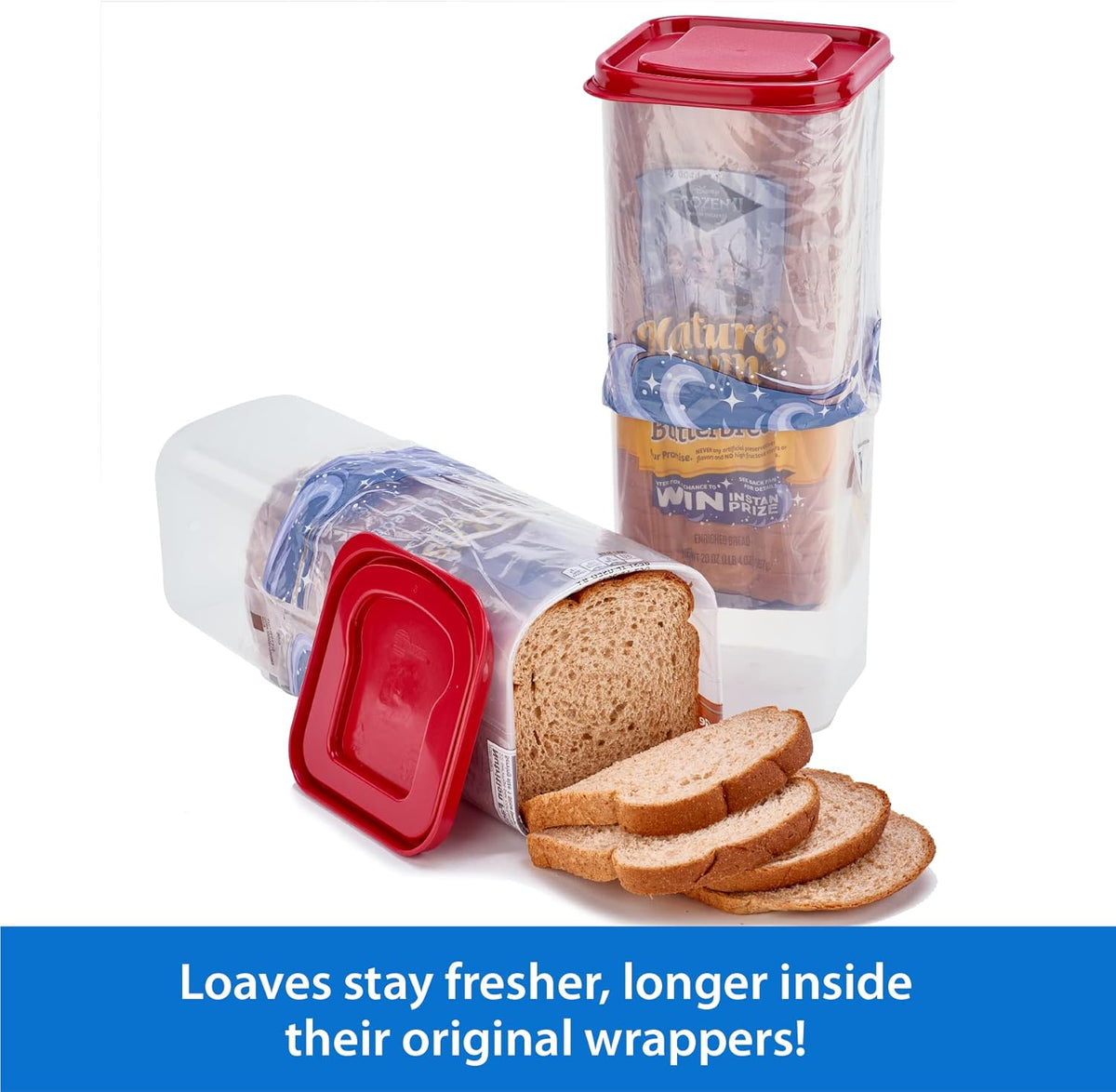 Buddeez Bread Buddy Bread Box – Red Lid, Pack of 2