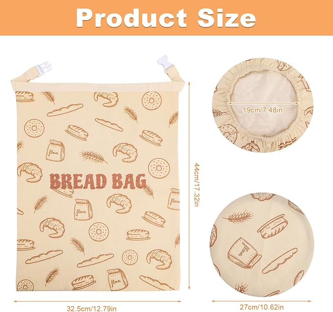 Beeswax Bread Bags with 10'' Reusable Bowl Covers for Homemade Bread, Extra Large Reusable Beeswax Bags Set for Storage Sourdough,Large Capacity Breads Storage Bag to Keep Fresh (Yellow, 1 Pack)