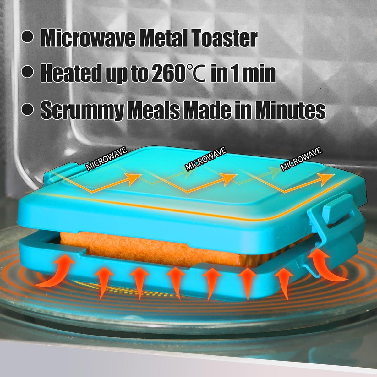 Toaster,Microwave Toaster, Sandwich Maker, Waffle Maker, Panini Maker, Dishwasher Safe,NO Electricity,Wireless,Time Saving,Fast (Blue, Microwave Sandwich and Waffle Maker)
