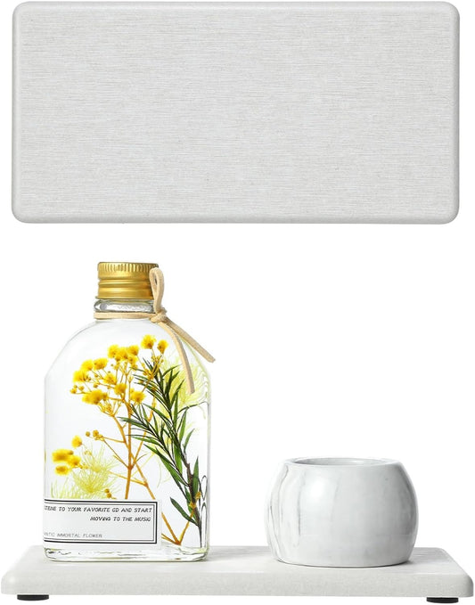 2PCS 7"x3.5" Water Absorbing Bathroom Sink Vanity Trays, Diatomite Stone Quick Drying Mat for Kitchen Counter, Dish Rack Dispenser Sponge Holder Caddy Organizer, Beige, 7"x3.5"
