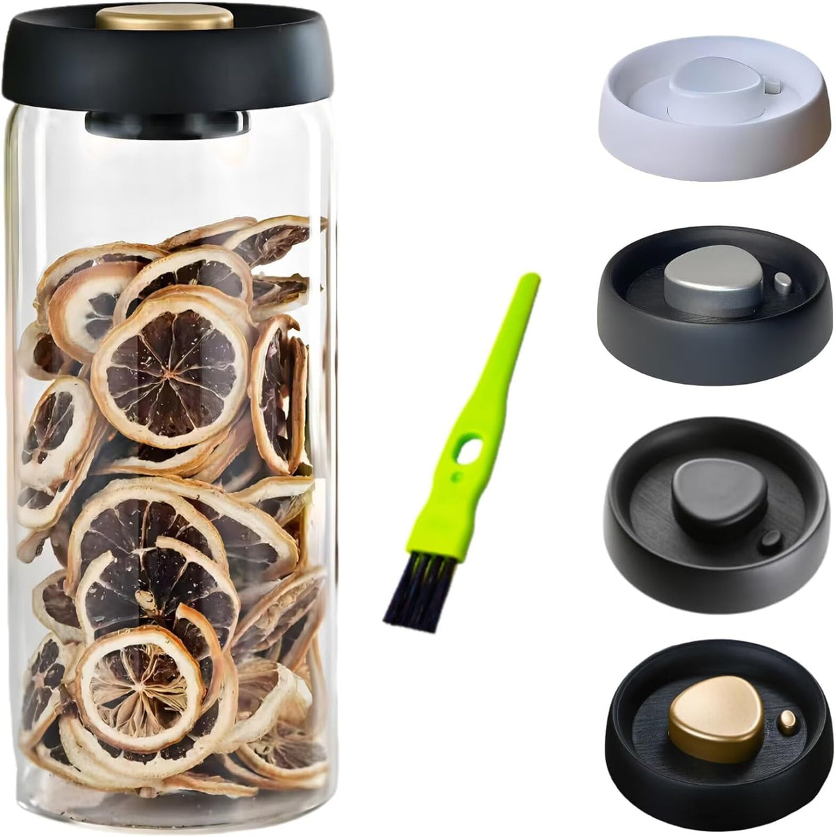 Vacuum Glass Jar with Airtight Lid,61floz/1800ml Borosilicate Glass Coffee Canister Container,Perfect for Coffee Beans & Grounds,Loose Leaf Tea,Candy,Sugar,Nuts,Spices