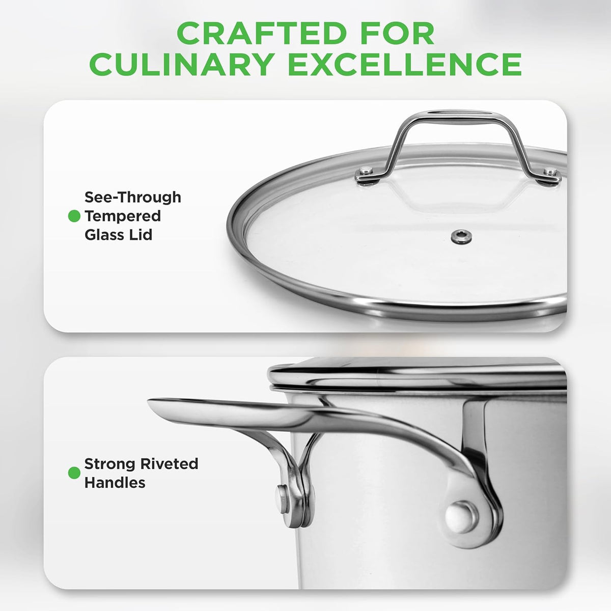 NutriChef 15-Quart Stainless Steel Stock Pot with Tempered Glass Lid - Induction Compatible Large Stockpot, Ideal for Stews & Soups, Dishwasher Safe - NCSP16