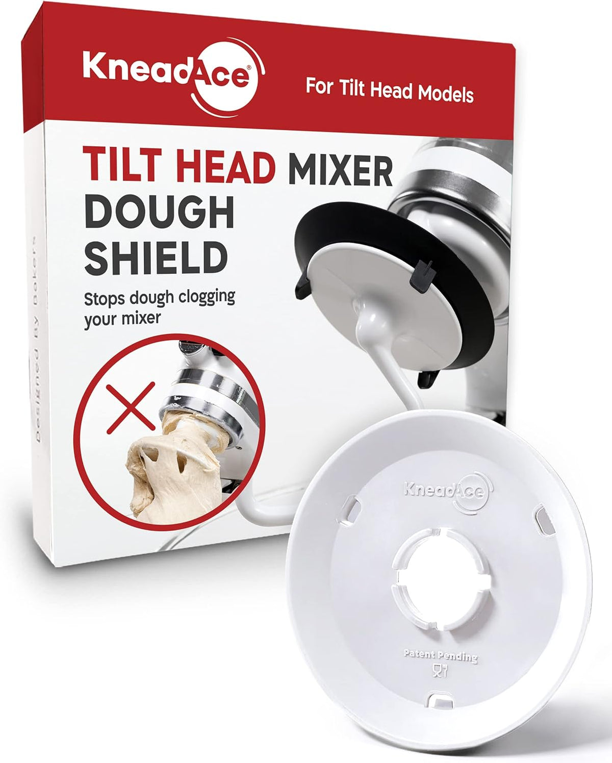 Dough Hook Shield For Kitchen Aid - Prevents Your Dough from Climbing Up and Clogging Up Your Mixer – Mess Free Mixer Accessory Compatible With Most KitchenAid C Shape Dough Hooks (White)