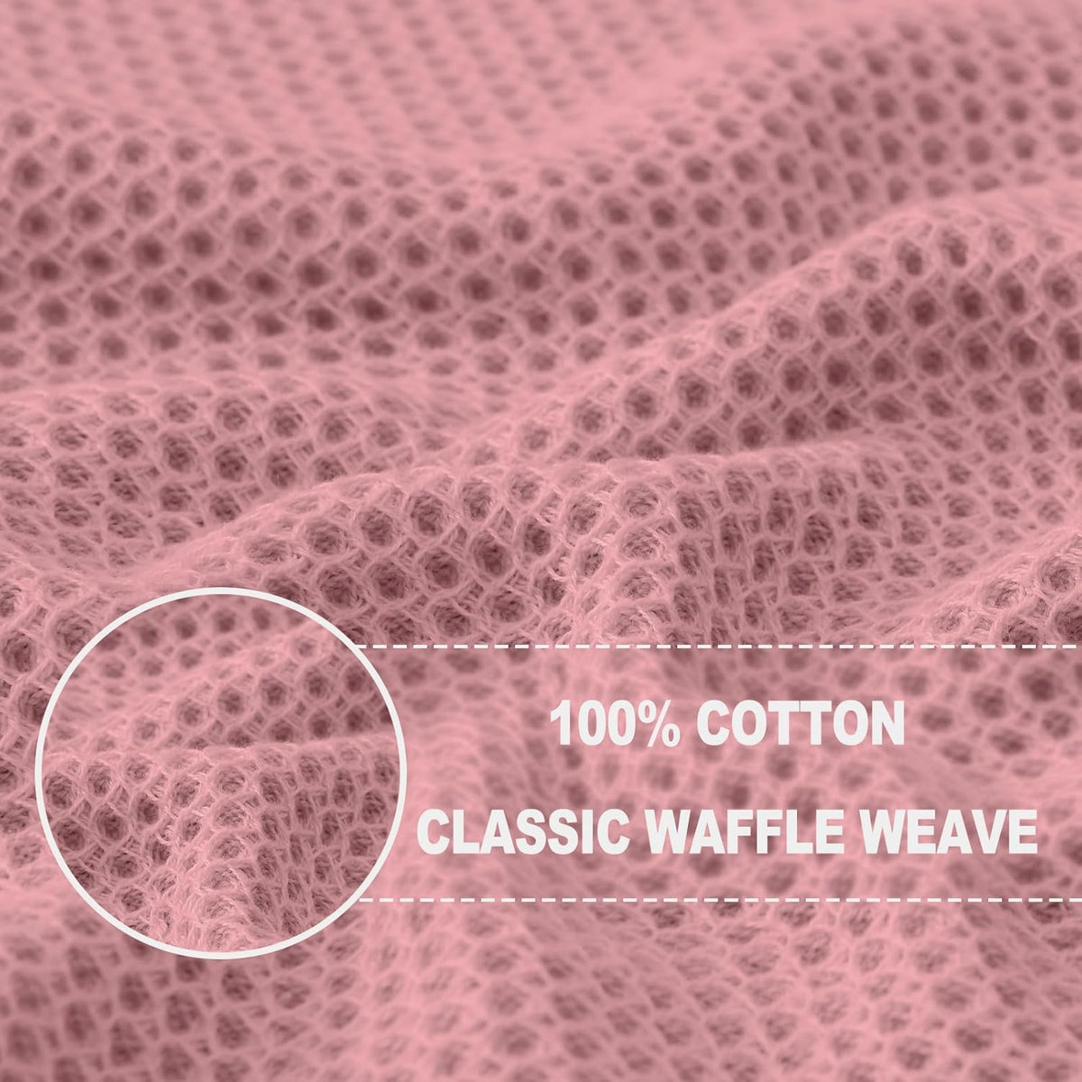 Homaxy 100% Cotton Waffle Weave Kitchen Dish Cloths, Ultra Soft Absorbent Quick Drying Dish Towels, 12 x 12 Inches, 12-Pack, Dried Rose