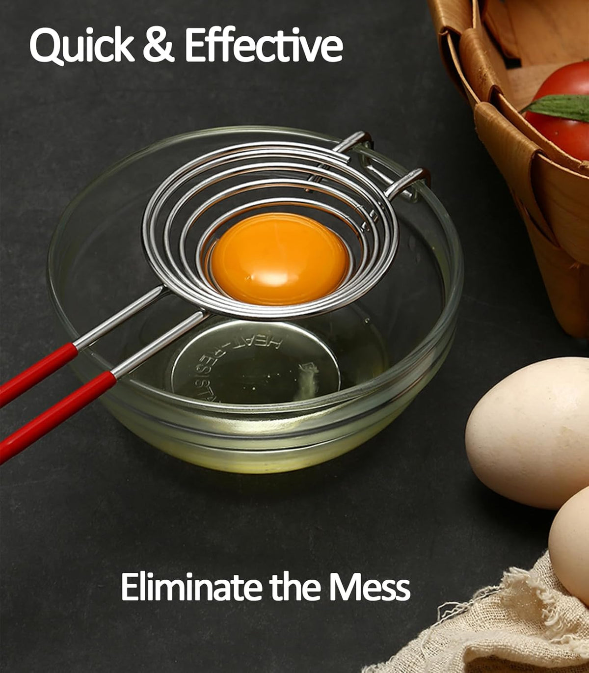 Egg Separator Egg Yolk White Separator Stainless Steel Egg White Yolk Sifting Filter Egg Divider Kitchen Tool for Baking/Cooking