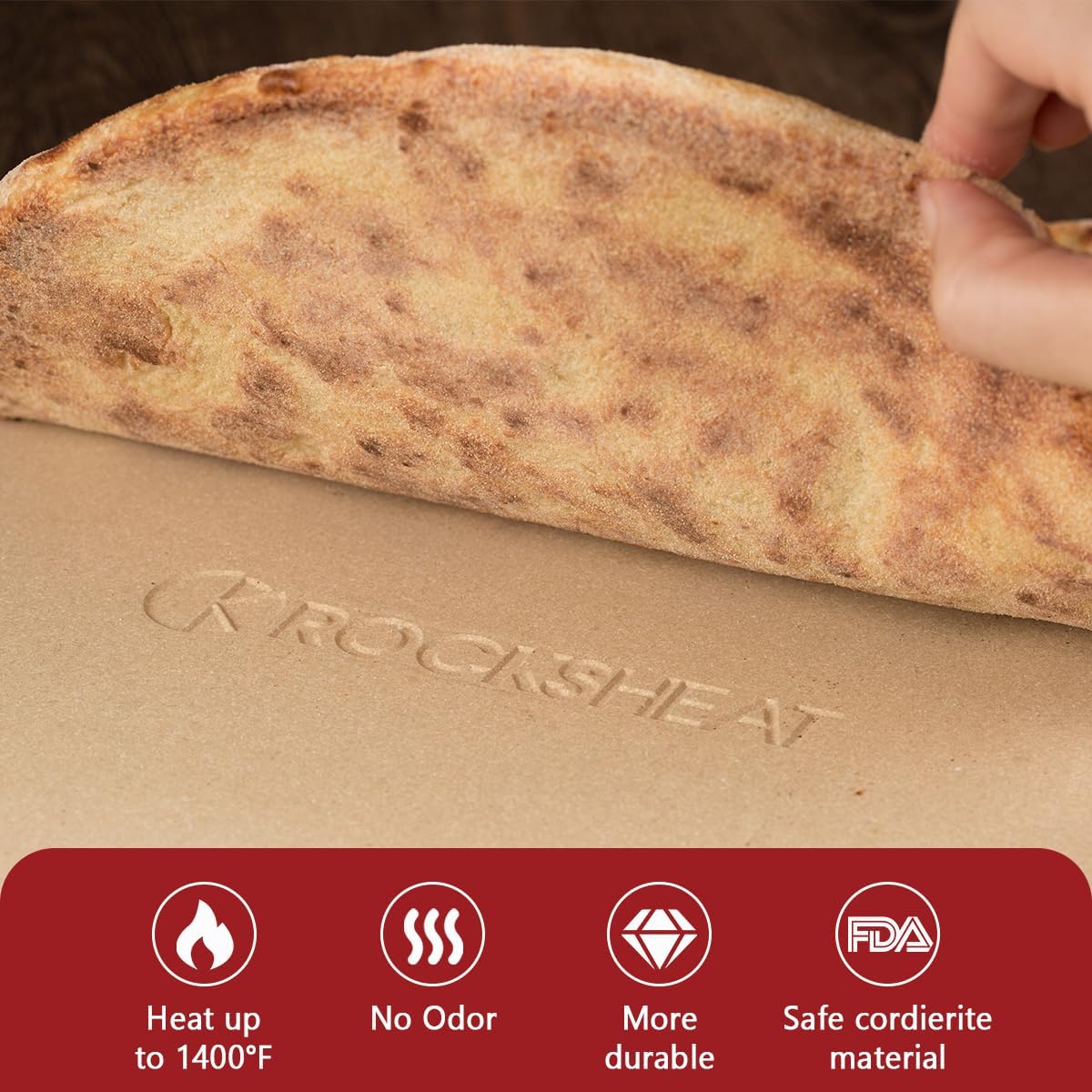 K ROCKSHEAT Pizza Stone for Oven and Grill 14.2 Inch Round, Cordierite Bread baking stone, 14.2" Cooking Stone for Grill