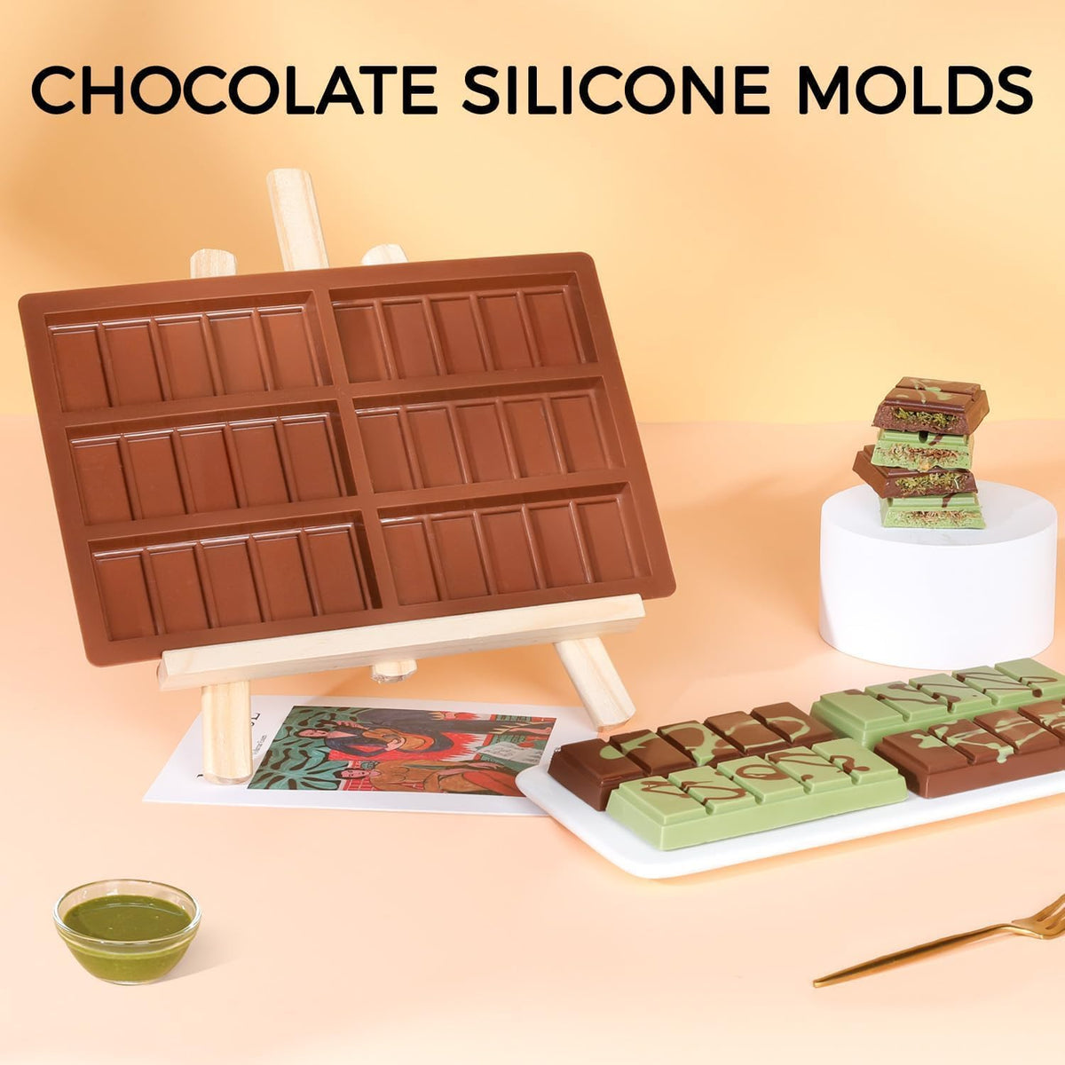 Chocolate Bar Molds - Non-Stick Silicone, Food Grade, 4 PCS, Choco