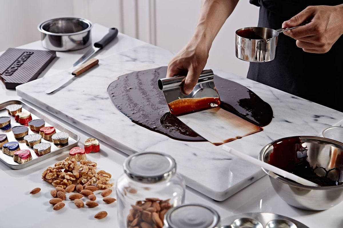 JEmarble Pastry Board 16x24 inch with Non-Slip Rubber Feets for Stability Perfect for Keep the Dough Cool and Chocolate Tempering(Premium Quality) White