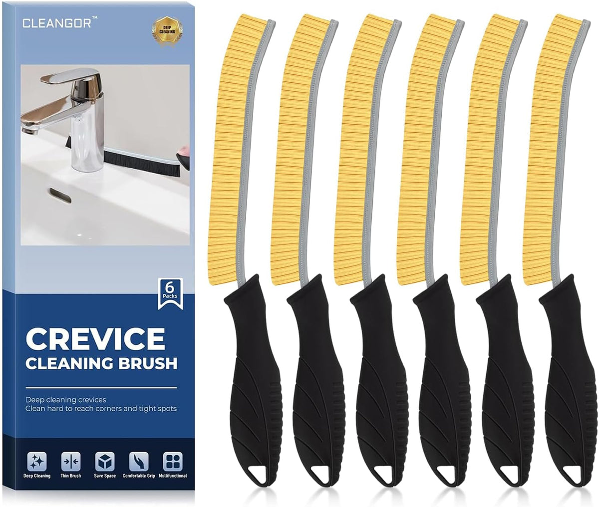 Crevice Cleaning Brushes, Cleaner Scrub Brush Tool for Hard to Reach Tight Space, Home Essentials, Cleaning Supplies for Shower, Bathroom, Kitchen, Toilet, Window