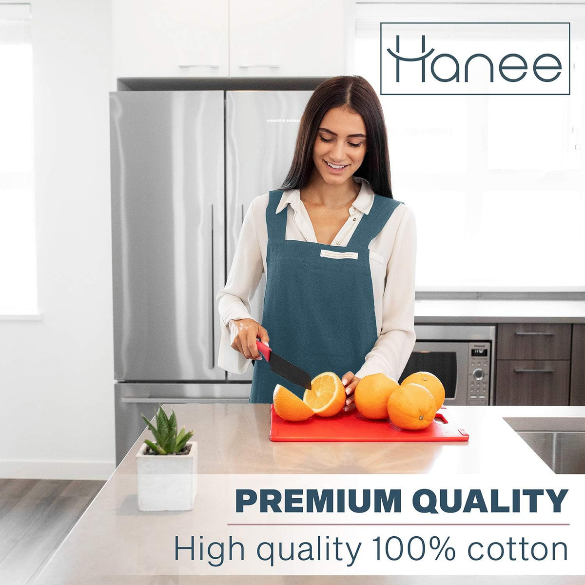 HANEE Cotton Aprons for Women and Men | Cross-Back Apron with Pockets