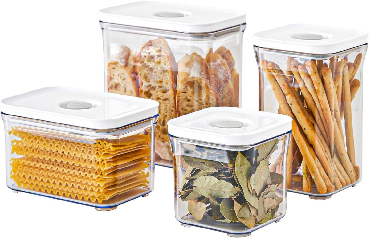 Premium Airtight Food Storage Containers 4-piece/Set, BPA Free, 100% Leak Proof, Keep food fresh up to 5 times longer than non-vacuum storage