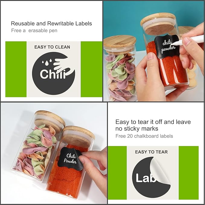 Glass Food Storage Containers Jars with Airtight Bamboo Lid 10 oz 15 pcs, 290 ml Pantry Organization Jar, Glass Terrarium with Lid, Spice, Flour and Sugar Container, Canister Set for Kitchen Counter