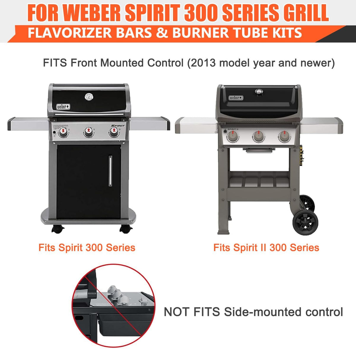 Spirit Grill Replacement Parts for Weber Spirit, 17.5" Grill Grates 15.3" Flavorizer Bars for Weber Spirit 300 & GS4 Spirit II 300, Spirit E-310 E-315 Grills with Front Control, for Weber 7639 7636