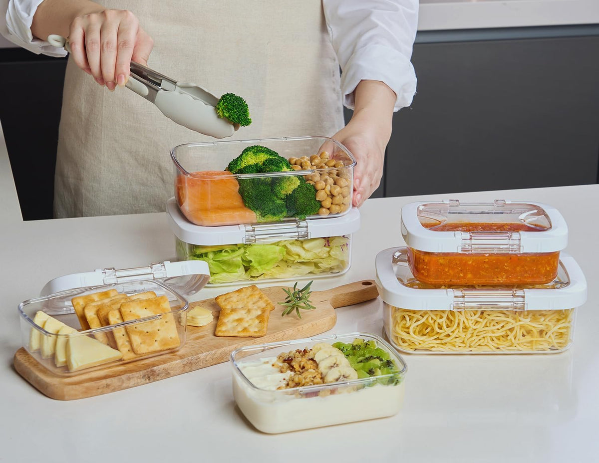 Felli Duo Loc Tritan Containers for Heating Food Microwave Safe Box, Airtight Food Storage for Fridge Freezer Salad On The Go Lunch Container Reusable | Great for Weekly Meal Plan Picnic Travel (6pk)
