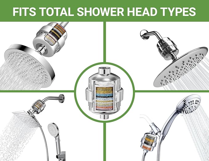 25-Stage Shower Filter prevents scale buildup,Revitalize Hair Skin & Nails with Purifying Water, softener hard water,99% Lead Chlorine, Fluoride & Chemicals removed. High-Output Fan Technology,Chrome