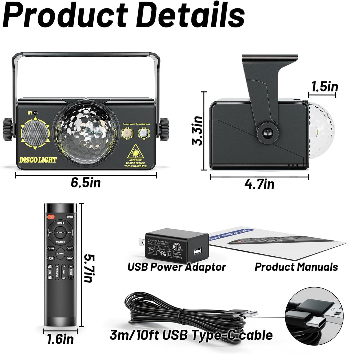 Party Lights, DJ Disco Light Disco Ball Light Sound Activated Strobe Stage Lights for Parties Birthday Christmas Gift Wedding Karaoke KTV Bar Club Pub Dance Home Room Halloween Decorations