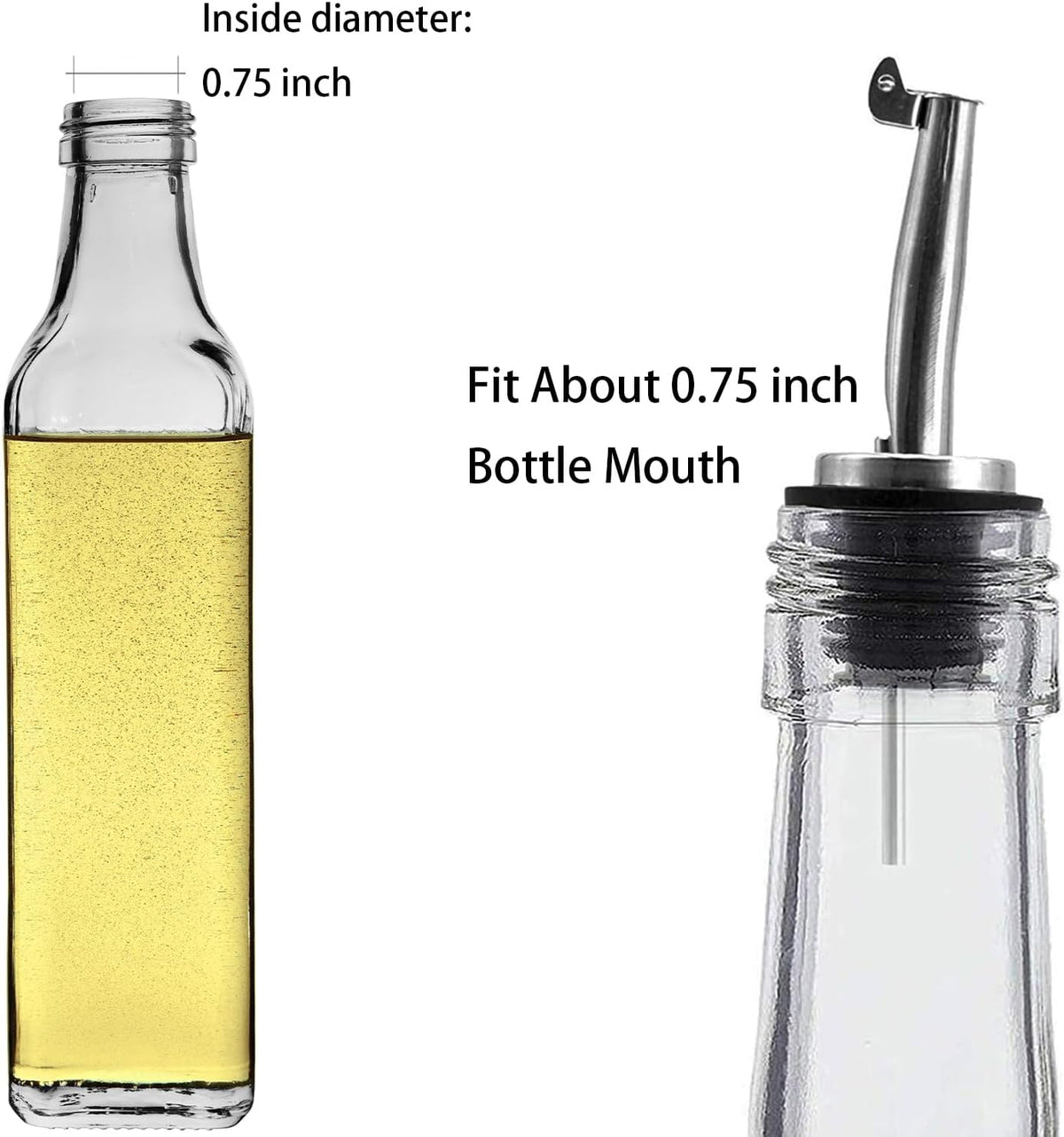 Axe Sickle 6 Pcs Oil Spout Liquor Bottle Pourer Spouts Stainless Steel Speed Pour Spouts for Olive Oil Dispenser Spout for About 3/4" Bottle Mouth, with Flip Top