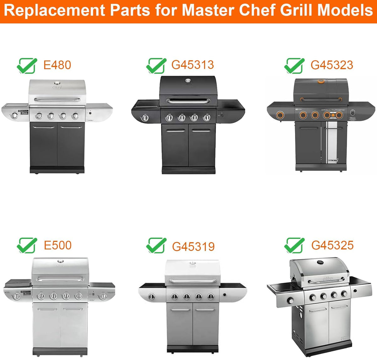 BBQ Future Cooking Grate Replacement for Master Chef G45301 G45303 G45308 G45309 G45311 G45313 Grill, Heavy Duty Matte Cast Iron Grill Grid for MasterChef BBQ Parts