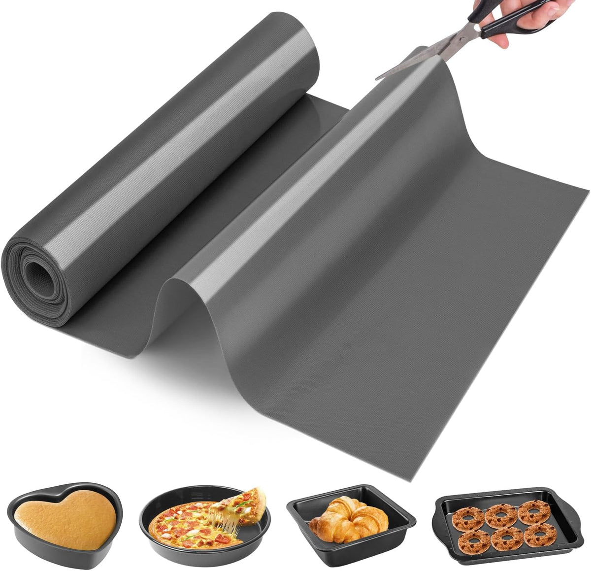 Silicone Baking Mat Roll Pan Liner-Heat Resistant Baking Macaron Bread Mat-Non-stick Pastry Mat-No Slip Reusable Freeze Dryer Mat-Kitchen Counter Mat, Reusable Dough Rolling Mat, Large Silicone Mat