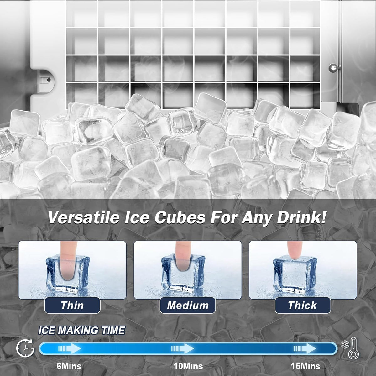 Commercial Under Counter Ice Maker Machine - 120 LBS/Day, Built in Installation, Auto-Clean,Reversible Door, Built 25LBS Ice Storage, Stainless Steel Ice Machine for Home & Business Outdoor Use