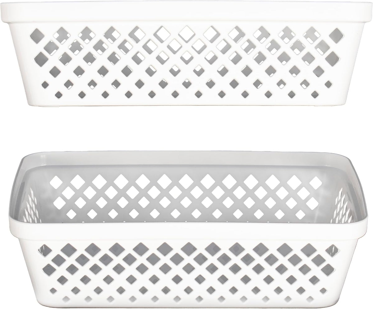 Glad Plastic Storage Basket Set - Multipurpose Drawer Trays, Kitchen Pantry Containers, and Bathroom Bins - 6 Pack Medium Organizers, White