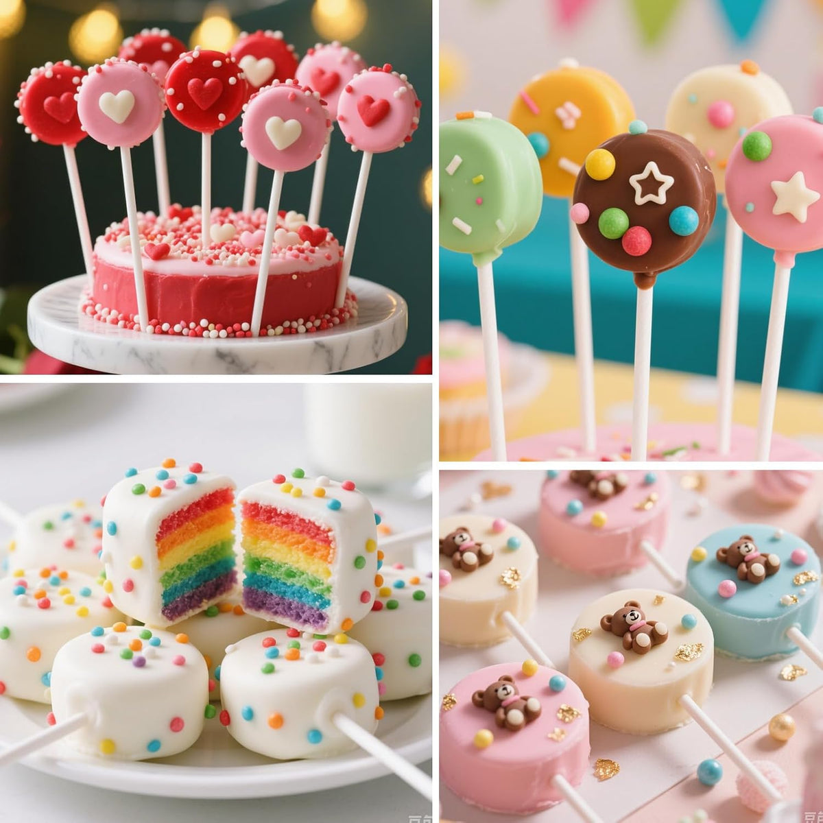 Juome Circle Cake Pop Mold Kit, Round Cake Pop Cutter and Pusher Cake Pop Maker with Sticks, Cake Pop Supplies Accessories, Baking Tools for Home Baking Desserts