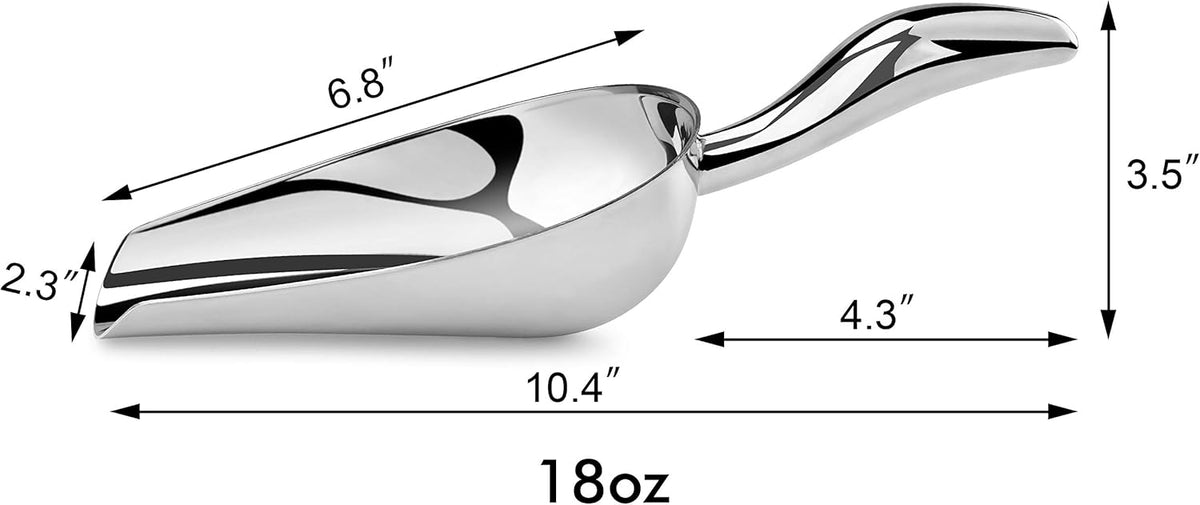 New Star Foodservice 1028522 Stainless Steel Bar Ice Flour Utility Scoop, 18-Ounce