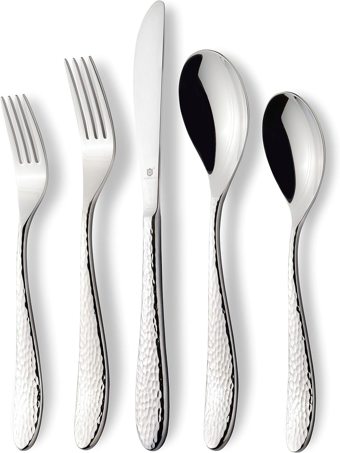 Hammered Silverware Set | Premium 18/10 Stainless Steel Flatware Service for 4 | Heavy-Duty & Dishwasher Safe | Built to Last (20-Piece, Marettimo Hammered)