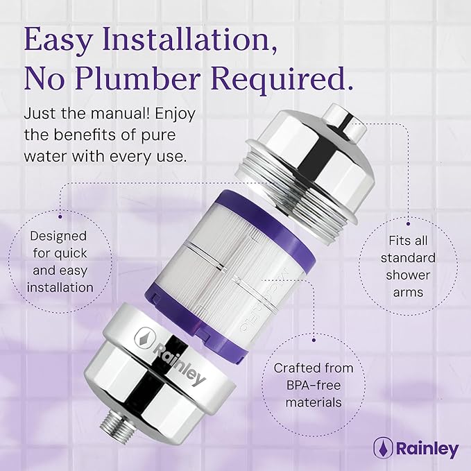 Bossa Shower Filter - Removes Chlorine, Heavy Metals, Hard Water, Impurities | Micron-level | Anti-Clog for High-Pressure Flow | Leak-Proof | Easiest Installation | Fits all ½" IPS Shower Arms