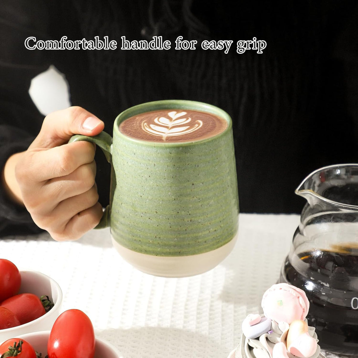 Hasense Coffee Mugs Set of 4, 15 oz Large Porcelain Mugs with Handle for Women Men, Colorful Christmas Coffee Cups for Latte, Tea, Cappuccino, Microwave & Dishwasher Safe