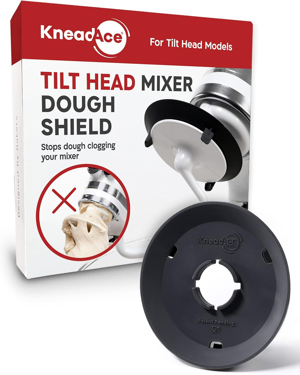 Dough Hook Shield For Kitchen Aid - Prevents Your Dough from Climbing Up and Clogging Up Your Mixer – Mess Free Mixer Accessory Compatible With KitchenAid C Shape Dough Hooks (Dark Grey)