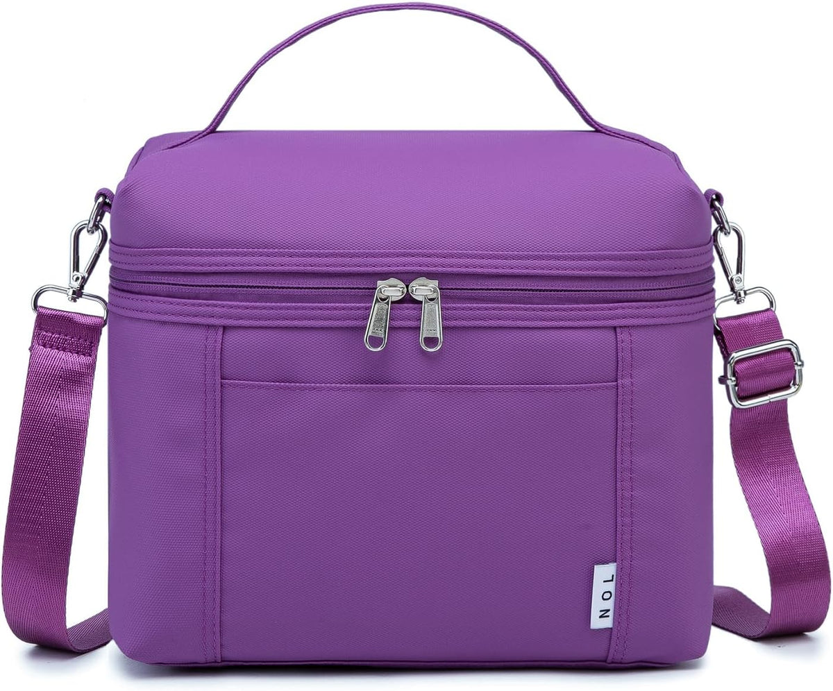 NOL Natural Organic Lifestyle Insulated Lunch Bags for Women Cooler Bag Lightweight Nylon Waterproof Lunch Box For Work (Purple Medium(normal))
